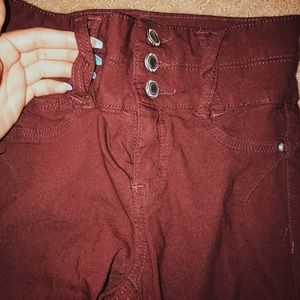 maroon high waisted “better butt” jeans